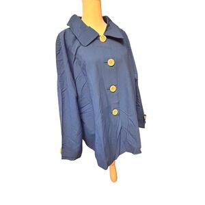 PERFECT by‎ CARSON KRESSLEY Blue 1X Lightweight Button Front Jacket